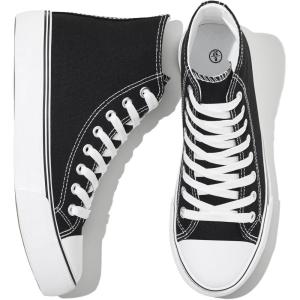 imagekufeiti Womens High Top Canvas Sneakers Canvas Shoes Lace up White Black Sneakers Casual Walking ShoesSimple Blackno Sidezipper