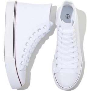 imagekufeiti Womens High Top Canvas Sneakers Canvas Shoes Lace up White Black Sneakers Casual Walking ShoesSimple Whiteno Sidezipper
