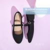 imageObtaom Mary Jane Flat Shoes Round Toe Ballet Flats for Women Dressy Fabric Business Flats Comfortable Classic Strap Flats for OfficeBlack