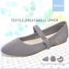 imageObtaom Mary Jane Flat Shoes Round Toe Ballet Flats for Women Dressy Fabric Business Flats Comfortable Classic Strap Flats for OfficeGrey