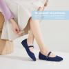 imageObtaom Mary Jane Flat Shoes Round Toe Ballet Flats for Women Dressy Fabric Business Flats Comfortable Classic Strap Flats for OfficeNavy