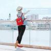 imageObtaom Mary Jane Flat Shoes Round Toe Ballet Flats for Women Dressy Fabric Business Flats Comfortable Classic Strap Flats for OfficeRed