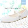 imageObtaom Mary Jane Flat Shoes Round Toe Ballet Flats for Women Dressy Fabric Business Flats Comfortable Classic Strap Flats for OfficeWhite