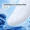 imagekufeiti White PU Leather Sneakers for Women Low Top Lace Up Tennis Shoes Womens Fashion Casual Shoes SneakersWhite