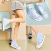 imagekufeiti Womens Canvas High Top Sneakers Fashion Hightop Tennis Shoes Lace Up Casual Walking ShoesBlue Stripe