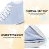 imagekufeiti Womens Canvas High Top Sneakers Fashion Hightop Tennis Shoes Lace Up Casual Walking ShoesBlue Stripe