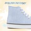 imagekufeiti Womens Canvas High Top Sneakers Fashion Hightop Tennis Shoes Lace Up Casual Walking ShoesBlue Stripe
