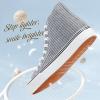 imagekufeiti Womens Canvas High Top Sneakers Fashion Hightop Tennis Shoes Lace Up Casual Walking ShoesDark Grey Stripe
