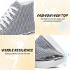 imagekufeiti Womens Canvas High Top Sneakers Fashion Hightop Tennis Shoes Lace Up Casual Walking ShoesDark Grey Stripe