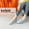imagekufeiti Womens Canvas Slip On Shoes Sneakers for Women Fashion Comfortable White Black Elastic Sneakers for WomenGrey