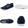 imagekufeiti Womens Canvas Slip On Shoes Sneakers for Women Fashion Comfortable White Black Elastic Sneakers for WomenNavy