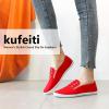 imagekufeiti Womens Canvas Slip On Shoes Sneakers for Women Fashion Comfortable White Black Elastic Sneakers for WomenRed
