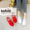 imagekufeiti Womens Canvas Slip On Shoes Sneakers for Women Fashion Comfortable White Black Elastic Sneakers for WomenWhite