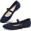 imageObtaom Mary Jane Flat Shoes Round Toe Ballet Flats for Women Dressy Fabric Business Flats Comfortable Classic Strap Flats for OfficeNavy