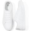 imagekufeiti White PU Leather Sneakers for Women Low Top Lace Up Tennis Shoes Womens Fashion Casual Shoes SneakersWhite