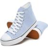 imagekufeiti Womens Canvas High Top Sneakers Fashion Hightop Tennis Shoes Lace Up Casual Walking ShoesBlue Stripe