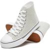 imagekufeiti Womens Canvas High Top Sneakers Fashion Hightop Tennis Shoes Lace Up Casual Walking ShoesGreen Stripe