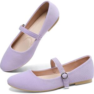 imageObtaom Mary Jane Flat Shoes Round Toe Ballet Flats for Women Dressy Fabric Business Flats Comfortable Classic Strap Flats for OfficePurple