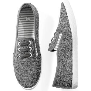 imagekufeiti Womens Canvas Slip On Shoes Sneakers for Women Fashion Comfortable White Black Elastic Sneakers for WomenDeep Hemp Grey
