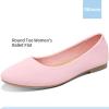imageObtaom Round Toe Women Flat Shoes Slip on Girls Dress Black Ballet FlatsPink