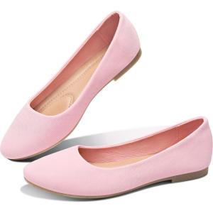 imageObtaom Round Toe Women Flat Shoes Slip on Girls Dress Black Ballet FlatsPink
