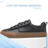 imageObtaom Women Tennis Fashion Shoes Casual PU Leather Sneakers Comfortable Court SneakersBlack Gum