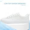 imageObtaom Women Tennis Fashion Shoes Casual PU Leather Sneakers Comfortable Court SneakersWhite