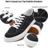 image:imagekufeiti Mens Canvas White Black Sneakers Shoes Low Top Lace Up Casual Walking Shoes SneakersBlack8