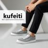 image:imagekufeiti Mens Canvas White Black Sneakers Shoes Low Top Lace Up Casual Walking Shoes SneakersGrey8