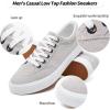 image:imagekufeiti Mens Canvas White Black Sneakers Shoes Low Top Lace Up Casual Walking Shoes SneakersKhaki10