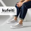 image:imagekufeiti Mens Canvas White Black Sneakers Shoes Low Top Lace Up Casual Walking Shoes SneakersKhaki10