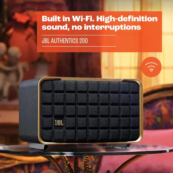 JBL Authentics 300 - Retro Style Wireless Bluetooth/Wifi Home Speaker, Built in Battery , Music Streaming Services via Built-in Wi-Fi, Built in Alexa and Google Assistant