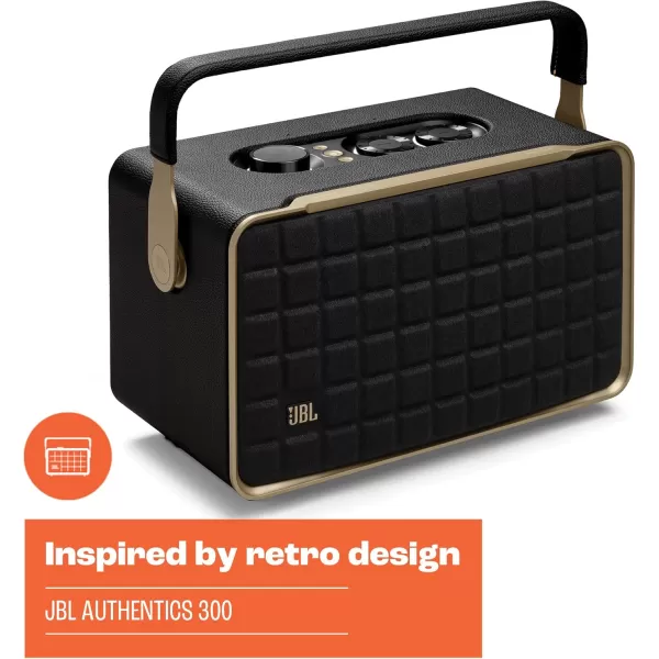 JBL Authentics 300 - Retro Style Wireless Bluetooth/Wifi Home Speaker, Built in Battery , Music Streaming Services via Built-in Wi-Fi, Built in Alexa and Google Assistant