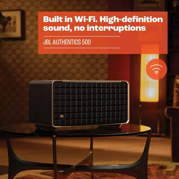 JBL Authentics 300 - Retro Style Wireless Bluetooth/Wifi Home Speaker, Built in Battery , Music Streaming Services via Built-in Wi-Fi, Built in Alexa and Google Assistant
