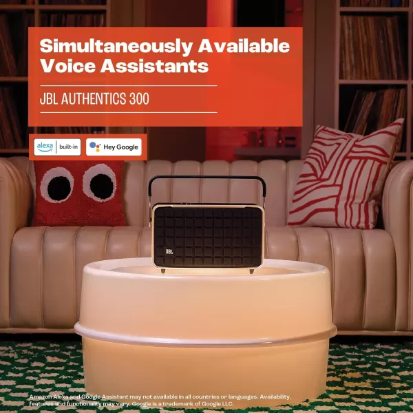 JBL Authentics 300 - Retro Style Wireless Bluetooth/Wifi Home Speaker, Built in Battery , Music Streaming Services via Built-in Wi-Fi, Built in Alexa and Google Assistant