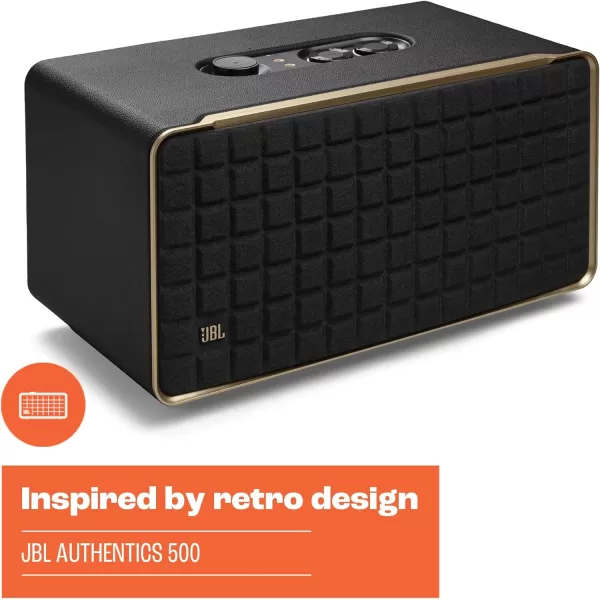 JBL Authentics 300 - Retro Style Wireless Bluetooth/Wifi Home Speaker, Built in Battery , Music Streaming Services via Built-in Wi-Fi, Built in Alexa and Google Assistant