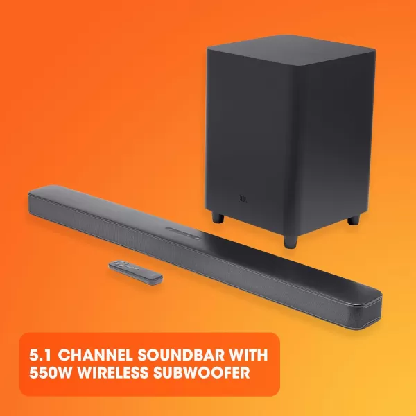 JBL BAR5.0 5-Channel Multibeam Soundbar with Dolby Atmos Virtual Grey, Black