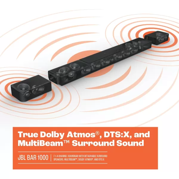 JBL Bar 1000: 7.1.4-Channel soundbar with Detachable Surround Speakers, MultiBeam™, Dolby Atmos®, and DTS:X®, Black