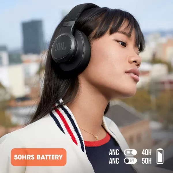 JBL Live 660NC - Wireless Over-Ear Noise Cancelling Headphones with Long Lasting Battery and Voice Assistant - Black, Medium