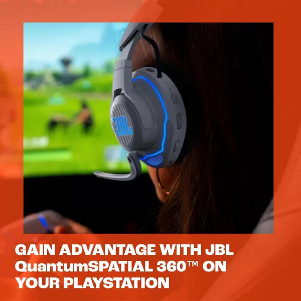 JBL Quantum 360P - Wireless over-ear console gaming headset with detachable boom mic, Up to 22-hour battery life, Memory foam comfort, Compatible with PlayStation 5 3D audio 