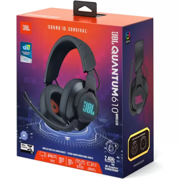JBL Quantum 610 Wireless 2.4GHz Headset: 40h Battery, 50mm Drivers, PC Gaming and Console Compatible, Black, Medium