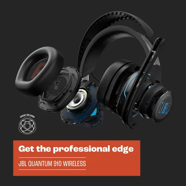 JBL Quantum 910 Wireless Gaming Headset, Black, Large