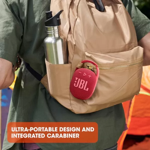 JBL Clip 4 - Portable Mini Bluetooth Speaker, big audio and punchy bass, integrated carabiner, IP67 waterproof and dustproof, 10 hours of playtime, speaker for home, outdoor and travel 