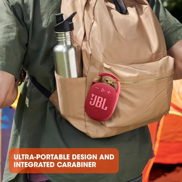 JBL Clip 4 - Portable Mini Bluetooth Speaker, big audio and punchy bass, integrated carabiner, IP67 waterproof and dustproof, 10 hours of playtime, speaker for home, outdoor and travel 