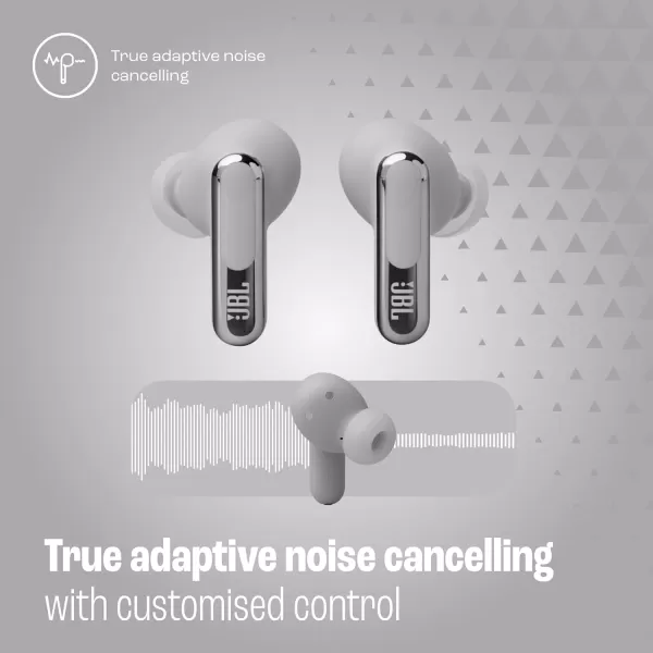 JBL Live Beam 3 - True wireless noise-cancelling closed-stick earbuds, 48Hrs total playback, Wireless Charging, 6 Mics for perfect calls, Multi-point connection, IP55 waterproof and dustproof 
