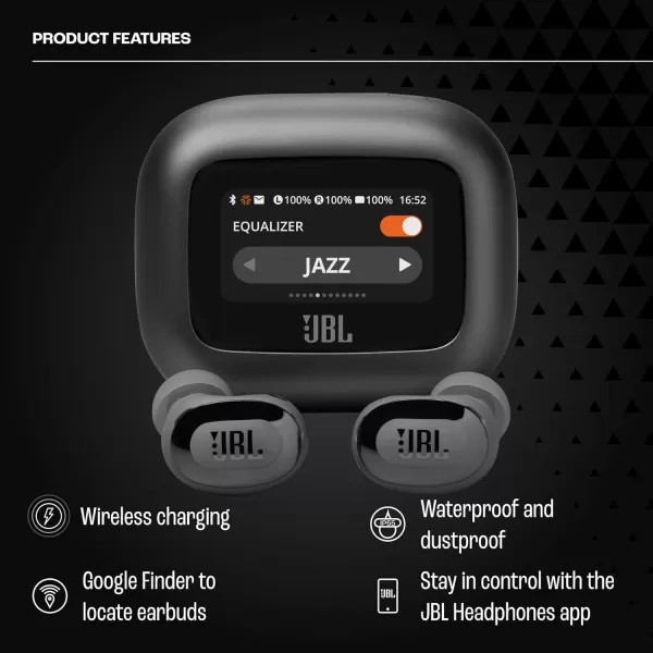 JBL Live Buds 3 - True wireless noise-cancelling bud-type earbuds, 40Hrs total playback, Wireless Charging, 6 Mics for perfect calls, Multi-point connection, IP55 waterproof and dustproof 