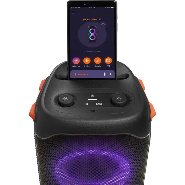 JBL PartyBox 110 - Portable Party Speaker with Built-in Lights, Powerful Sound and deep bass, Black