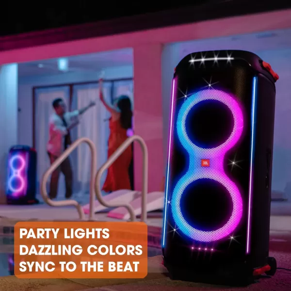 JBL PartyBox 710 -Party Speaker with Powerful Sound, Built-in Lights and Extra Deep Bass, IPX4 Splash Proof, App/Bluetooth Connectivity, Made for Everywhere a Handle Wheels 
