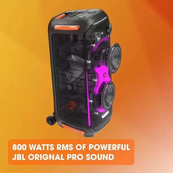 JBL PartyBox 710 -Party Speaker with Powerful Sound, Built-in Lights and Extra Deep Bass, IPX4 Splash Proof, App/Bluetooth Connectivity, Made for Everywhere a Handle Wheels 