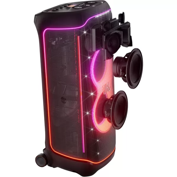JBL Partybox Ultimate - Multi Purpose Party Speaker, with Wi-fi &amp; Bluetooth Connectivity, Wireless, Lightshow, IPx4 Slashproof, Dual Mic &amp; Guitar Inputs, Handle &amp; Sturdy Wheels, Black